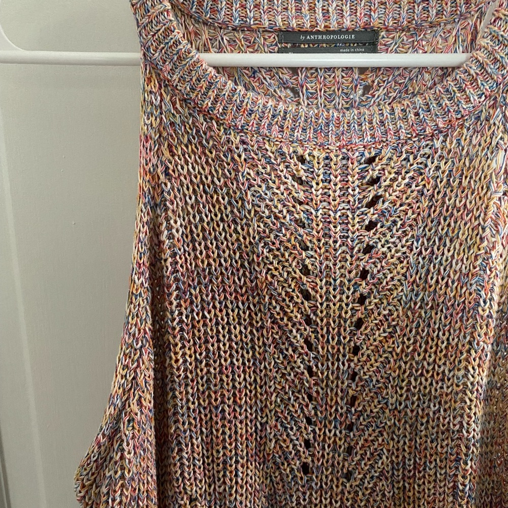 Anthro High Neck Multi Color Sweater Tank